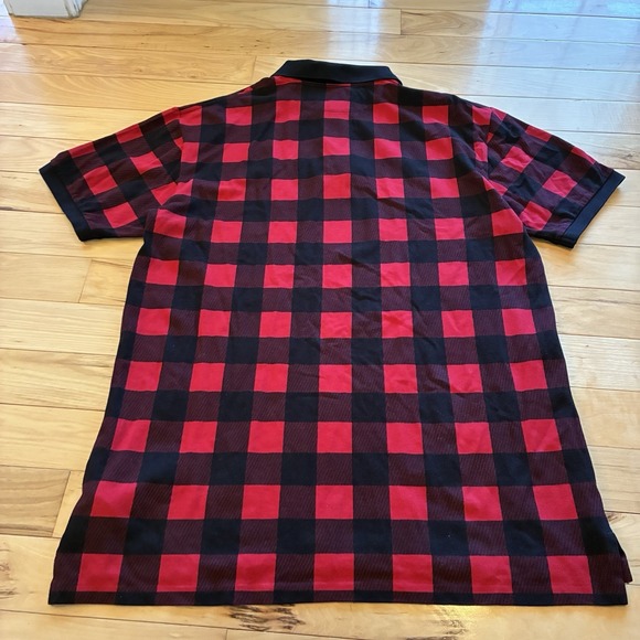 Ralph Lauren Tartan Plaid Polo Shirt Mens XLT Red Black Holiday Big And Tall - Picture 4 of 6